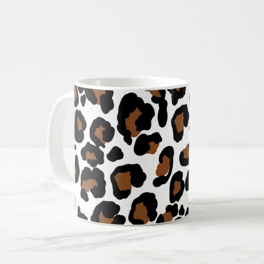 Leopard Big Cat Bont Patroon Print Koffiemok (Voorkant links)