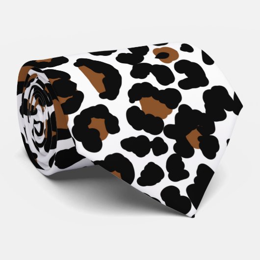 Leopard Big Cat Bont Patroon Print Stropdas (Opgerold)