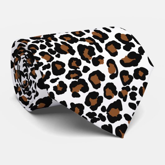 Leopard Big Cat Bont Patroon Print Stropdas (Opgerold)