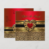 Leopard Birthday Wild in Heart Black Gold Red 2 Kaart (Voorkant / Achterkant)