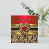 Leopard Birthday Wild in Heart Black Gold Red 2 Kaart (Staand voorkant)