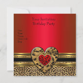 Leopard Birthday Wild in Heart Black Gold Red 2 Kaart (Achterkant)