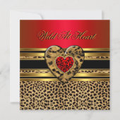 Leopard Birthday Wild in Heart Black Gold Red 2 Kaart (Voorkant)