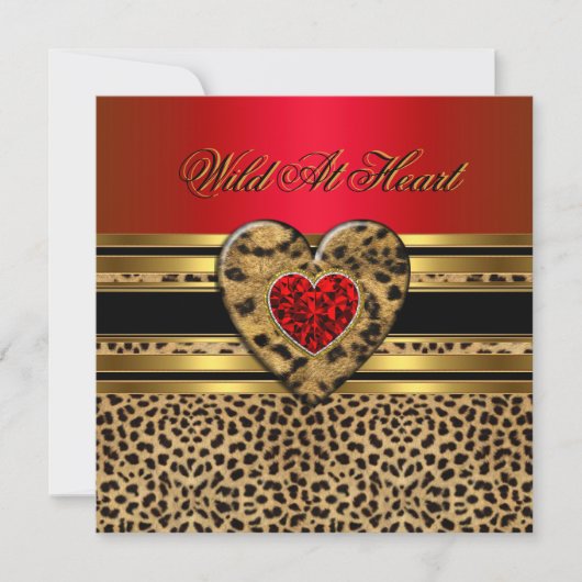 Leopard Birthday Wild in Heart Black Gold Red 2 Kaart (Voorkant)
