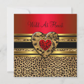 Leopard Birthday Wild in Heart Black Gold Red Kaart (Voorkant)