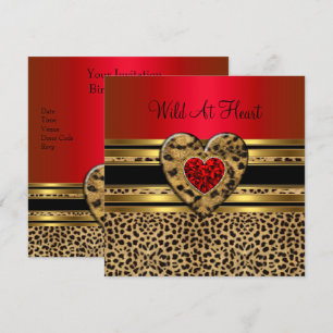 Leopard Birthday Wild in Heart Black Gold Red Kaart