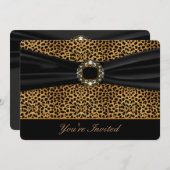 Leopard Black All Occasion Invitation Sjabloon Kaart (Voorkant / Achterkant)