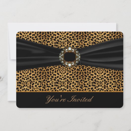 Leopard Black All Occasion Invitation Sjabloon Kaart (Voorkant)