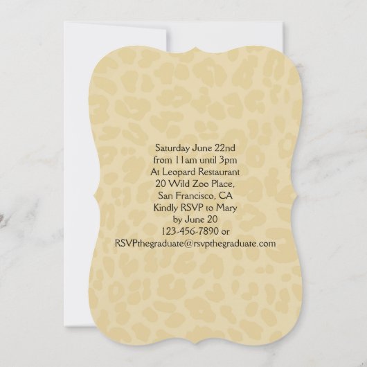 Leopard Black Bow Afstuderen/Party Invitation Kaart (Achterkant)