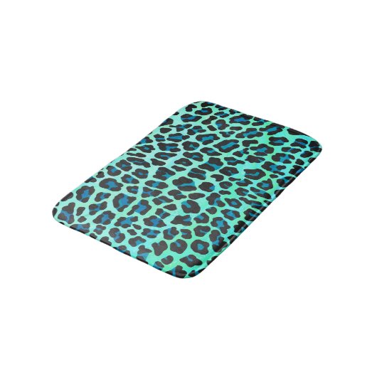 Leopard Black en Blauwgroen afdrukken Badmat (Gekanteld)