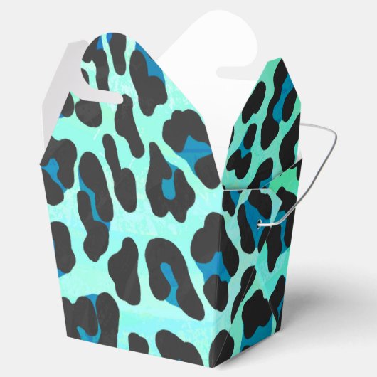 Leopard Black en Blauwgroen afdrukken Bedankdoosjes (Geopend)
