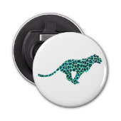Leopard Black en Blauwgroen afdrukken Button Flesopener (Voorkant)