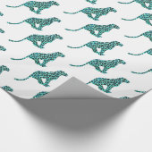 Leopard Black en Blauwgroen afdrukken Cadeaupapier (Hoek)