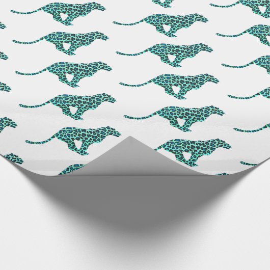 Leopard Black en Blauwgroen afdrukken Cadeaupapier (Hoek)