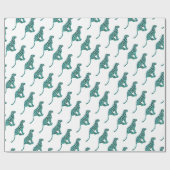Leopard Black en Blauwgroen afdrukken Cadeaupapier (Vlak)
