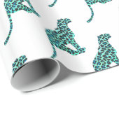 Leopard Black en Blauwgroen afdrukken Cadeaupapier (Rol Hoek)