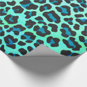 Leopard Black en Blauwgroen afdrukken Cadeaupapier (Hoek)