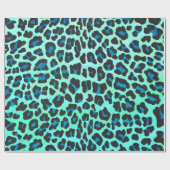 Leopard Black en Blauwgroen afdrukken Cadeaupapier (Vlak)