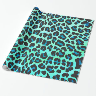 Leopard Black en Blauwgroen afdrukken Cadeaupapier