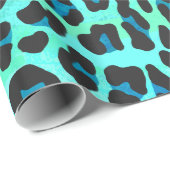 Leopard Black en Blauwgroen afdrukken Cadeaupapier (Rol Hoek)