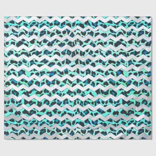 Leopard Black en Blauwgroen afdrukken Cadeaupapier (Vlak)