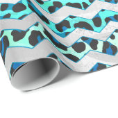 Leopard Black en Blauwgroen afdrukken Cadeaupapier (Rol Hoek)
