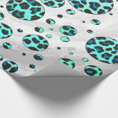 Leopard Black en Blauwgroen afdrukken Cadeaupapier (Hoek)