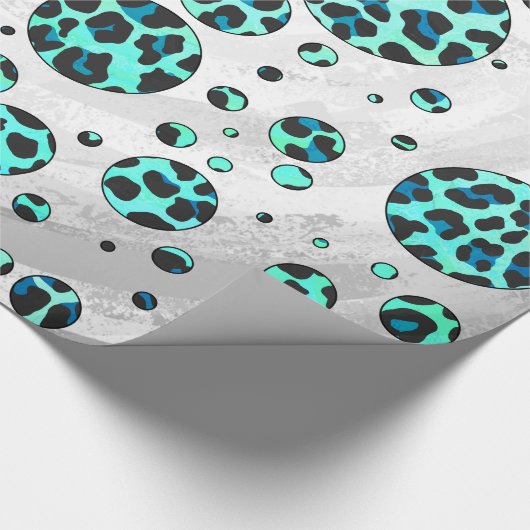 Leopard Black en Blauwgroen afdrukken Cadeaupapier (Hoek)