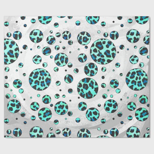 Leopard Black en Blauwgroen afdrukken Cadeaupapier (Vlak)