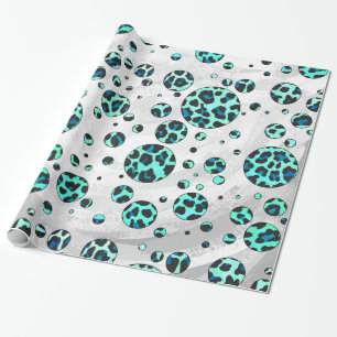 Leopard Black en Blauwgroen afdrukken Cadeaupapier