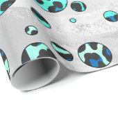 Leopard Black en Blauwgroen afdrukken Cadeaupapier (Rol Hoek)