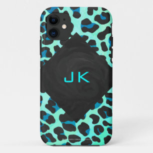 Leopard Black en Blauwgroen afdrukken Case-Mate iPhone Case