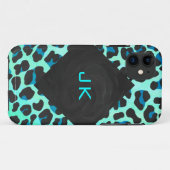 Leopard Black en Blauwgroen afdrukken Case-Mate iPhone Case (Achterkant (horizontaal))