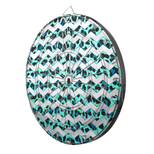 Leopard Black en Blauwgroen afdrukken Dartbord (Voorkant Rechts)