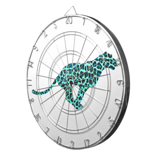 Leopard Black en Blauwgroen afdrukken Dartbord (Voorkant Rechts)