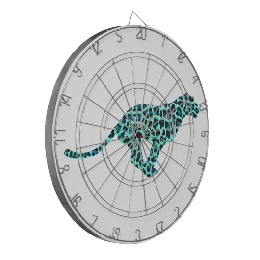 Leopard Black en Blauwgroen afdrukken Dartbord (Voorkant Links)