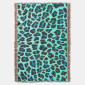Leopard Black en Blauwgroen afdrukken Deken (Voorkant Verticaal)