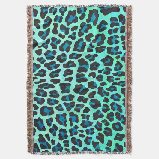 Leopard Black en Blauwgroen afdrukken Deken (Voorkant Verticaal)