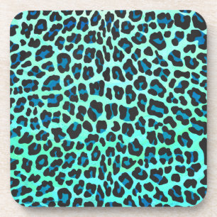 Leopard Black en Blauwgroen afdrukken Drankjes Onderzetter