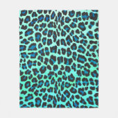 Leopard Black en Blauwgroen afdrukken Fleece Deken (Voorkant)
