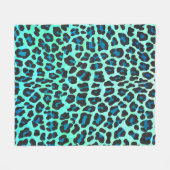 Leopard Black en Blauwgroen afdrukken Fleece Deken (Voorkant (Horizontaal))