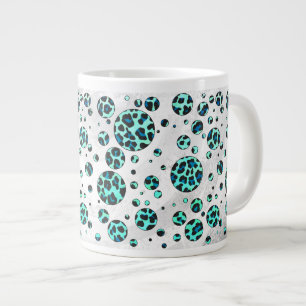 Leopard Black en Blauwgroen afdrukken Grote Koffiekop