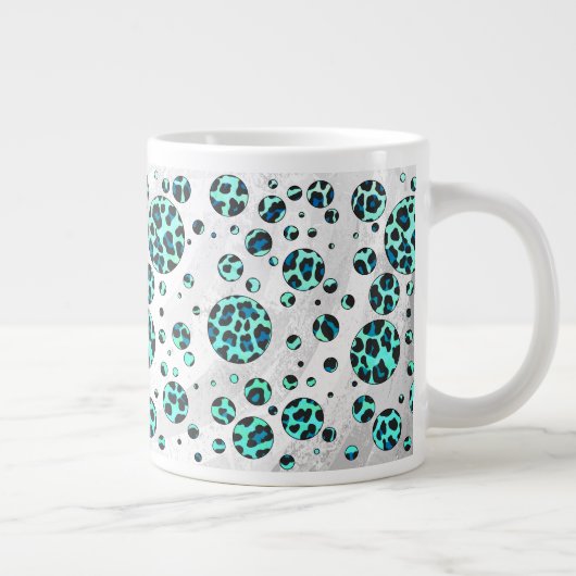 Leopard Black en Blauwgroen afdrukken Grote Koffiekop (Rechts)