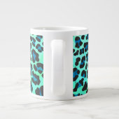 Leopard Black en Blauwgroen afdrukken Grote Koffiekop (Achterkant)