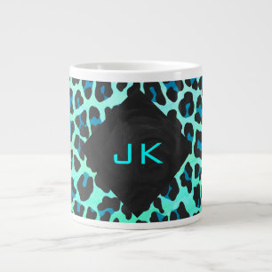 Leopard Black en Blauwgroen afdrukken Grote Koffiekop