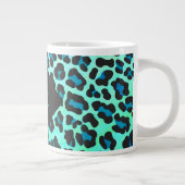 Leopard Black en Blauwgroen afdrukken Grote Koffiekop (Rechts)