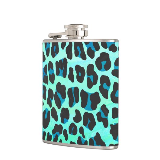 Leopard Black en Blauwgroen afdrukken Heupfles (Links)