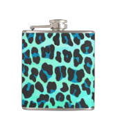 Leopard Black en Blauwgroen afdrukken Heupfles (Voorkant)