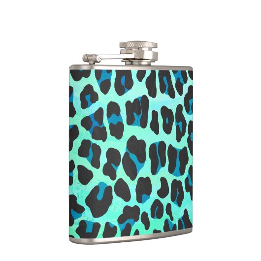 Leopard Black en Blauwgroen afdrukken Heupfles (Rechts)