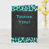 Leopard Black en Blauwgroen afdrukken Kaart (Gele Bloem)